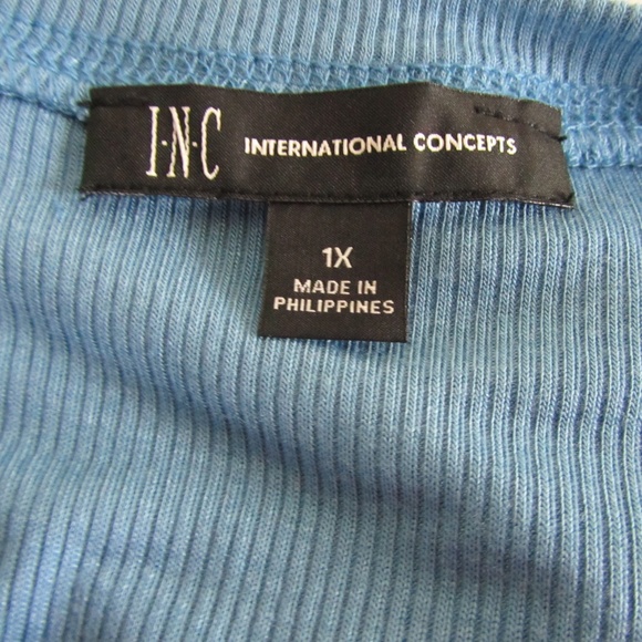 INC Blue Ribbed Knit Top L/S Choose Plus Sz 1X - Picture 5 of 6